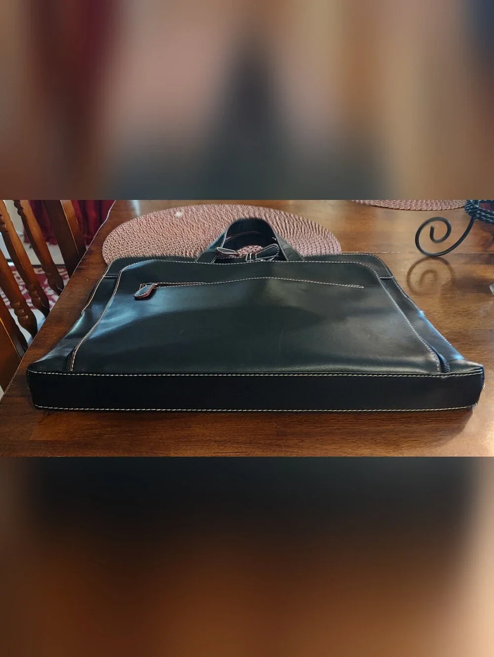 Black Leather Briefcase Shoulder Laptop Bag